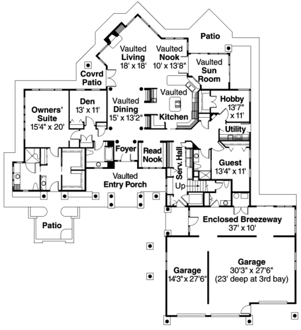 Architectural House Design - Craftsman Floor Plan - Main Floor Plan #124-621