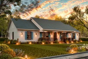 Exterior - Front Elevation 3 for Traditional House Plan #54-599 - 4 bed, 2 bath