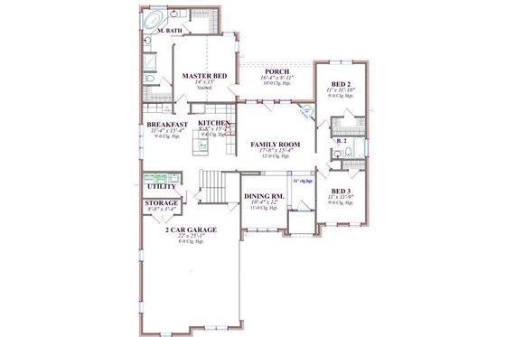 Floor Plan - Main Floor for Traditional House Plan #63-141 - 4 bed, 2.5 bath