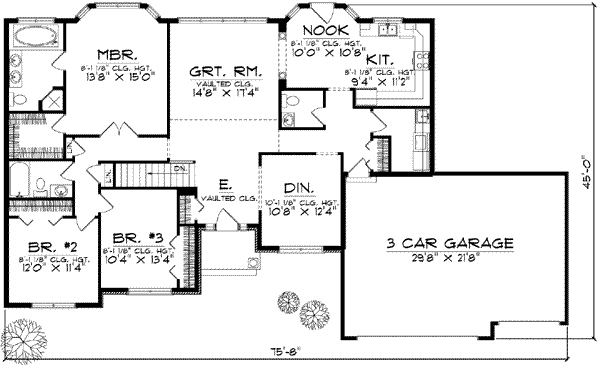 Ranch Floor Plan - Main Floor Plan #70-592