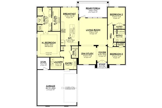 Floor Plan - Main Floor for European House Plan #430-90 - 3 bed, 2 bath