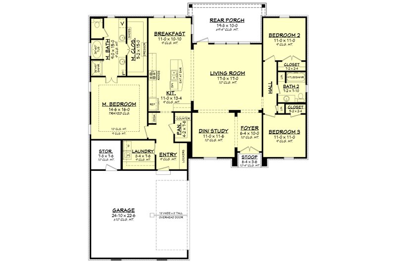 Architectural House Design - Floor Plan - Main Floor for European House Plan #430-90 - 3 bed, 2 bath