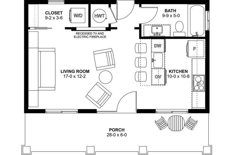 Home Plan - Floor Plan - Main Floor for Farmhouse House Plan #126-304, 1 bath