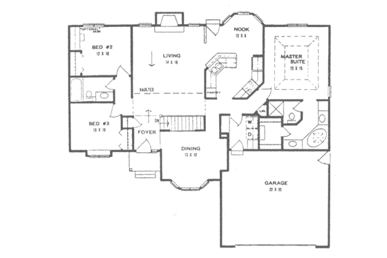 Floor Plan - Main Floor for Traditional House Plan #58-140 - 3 bed, 2 bath
