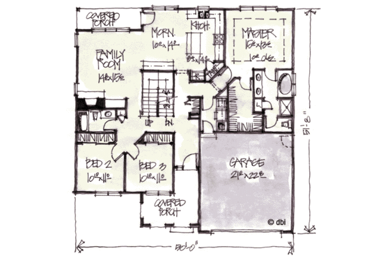 Floor Plan - Main Floor for European House Plan #20-242 - 5 bed, 3 bath