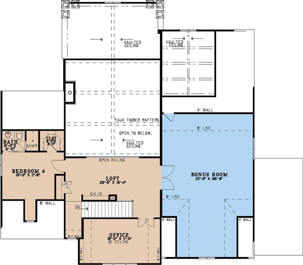 Floor Plan - Upper Floor for Cottage House Plan #923-497 - 4 bed, 4.5 bath