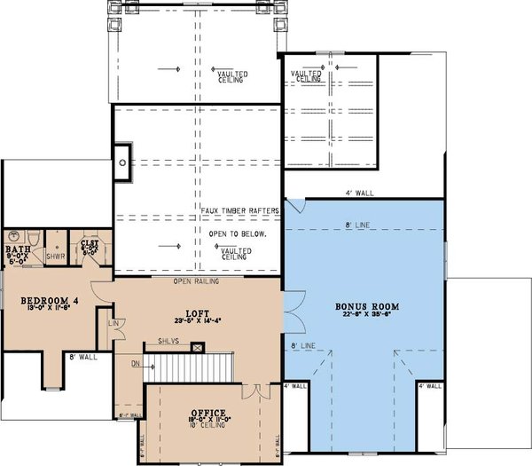 House Blueprint - Floor Plan - Upper Floor for Cottage House Plan #923-497 - 4 bed, 4.5 bath