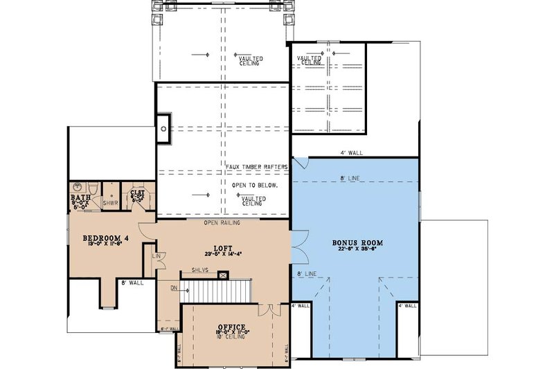 House Blueprint - Floor Plan - Upper Floor for Cottage House Plan #923-497 - 4 bed, 4.5 bath