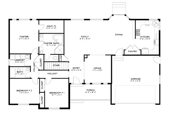 Floor Plan - Main Floor for Traditional House Plan #1060-191 - 3 bed, 2 bath