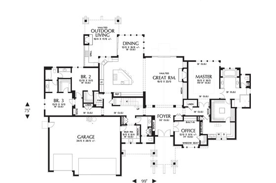 Floor Plan - Main Floor for Craftsman House Plan #48-649 - 4 bed, 3.5 bath