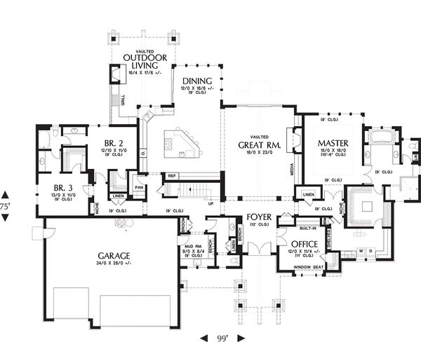 House Blueprint - Craftsman Floor Plan - Main Floor Plan #48-649