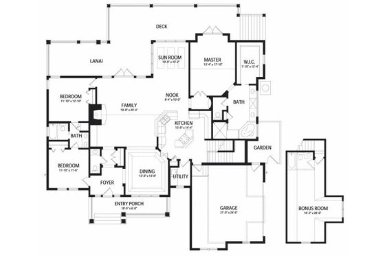 Floor Plan - Main Floor for Craftsman House Plan #417-238 - 3 bed, 2.5 bath