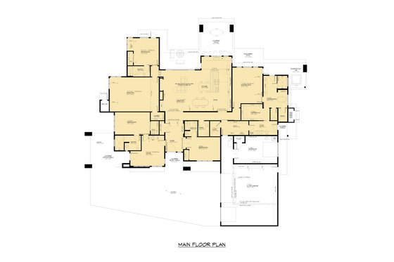Floor Plan - Main Floor for Prairie House Plan #1066-265 - 4 bed, 4.5 bath