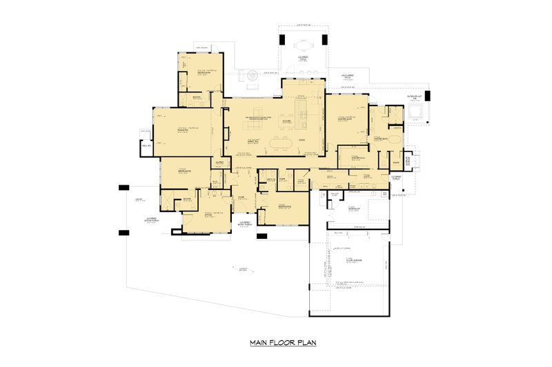 Architectural House Design - Floor Plan - Main Floor for Prairie House Plan #1066-265 - 4 bed, 4.5 bath