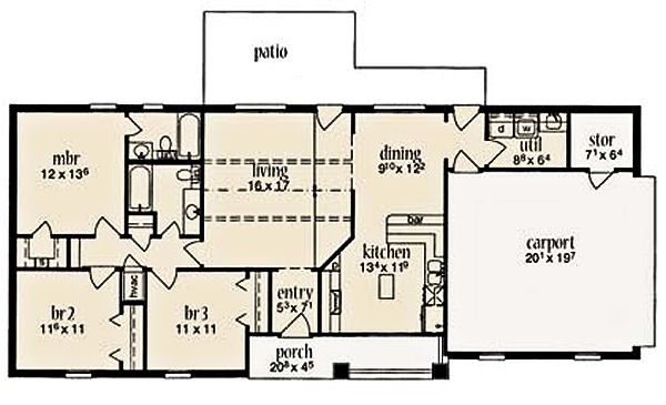 House Blueprint - Ranch Floor Plan - Main Floor Plan #36-455