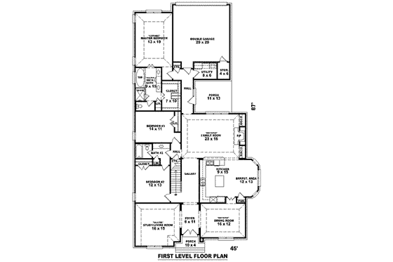 Floor Plan - Main Floor for European House Plan #81-1273 - 3 bed, 3 bath