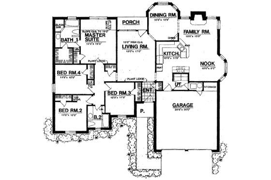 Floor Plan - Main Floor for Traditional House Plan #40-313 - 4 bed, 2 bath