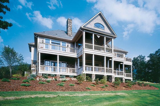 Exterior - Rear Elevation for Country House Plan #929-326 - 5 bed, 5.5 bath