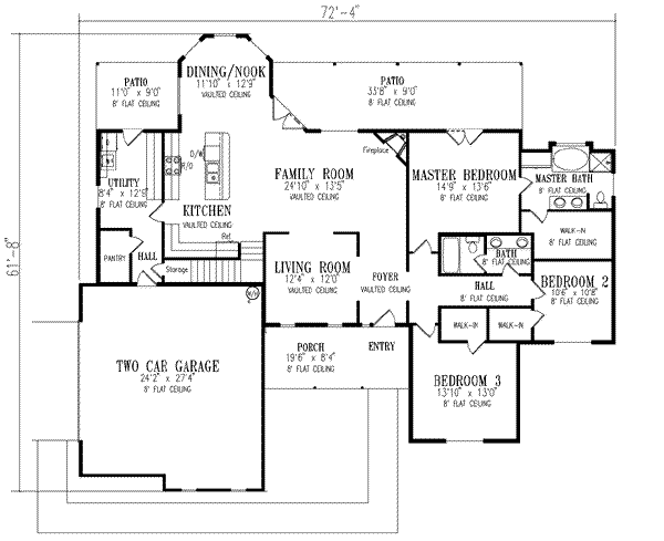 Home Plan - Traditional Floor Plan - Main Floor Plan #1-603