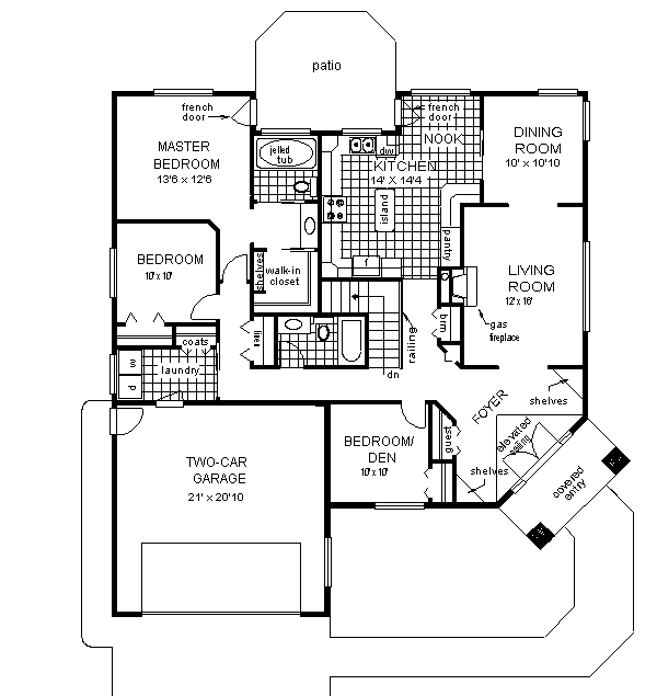 House Plan Design - Ranch Floor Plan - Main Floor Plan #18-129