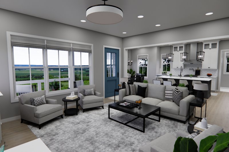 Architectural House Design - Interior - Family Room 1 for Farmhouse House Plan #51-1270 - 4 bed, 3.5 bath