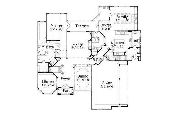 Floor Plan - Main Floor for European House Plan #411-629 - 5 bed, 6 bath