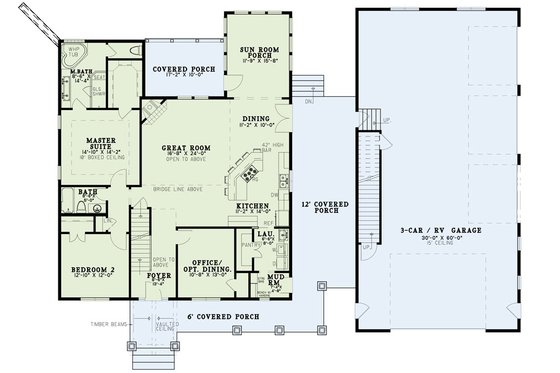 Floor Plan - Main Floor for Craftsman House Plan #17-3429 - 4 bed, 5.5 bath