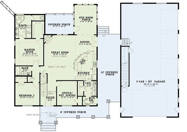 Dream House Plan - Craftsman Floor Plan - Main Floor Plan #17-3429