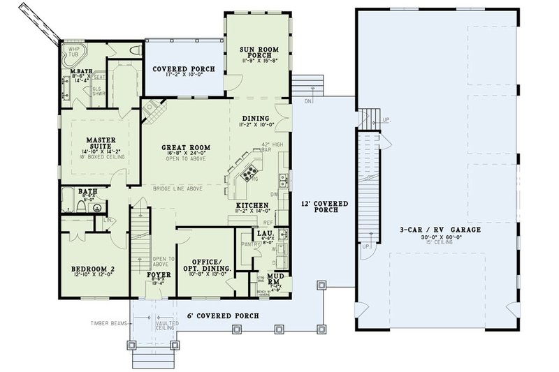 House Plan Design - Floor Plan - Main Floor for Craftsman House Plan #17-3429 - 4 bed, 5.5 bath