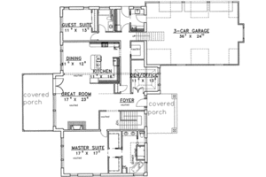 Floor Plan - Main Floor for Traditional House Plan #117-418 - 4 bed, 3.5 bath