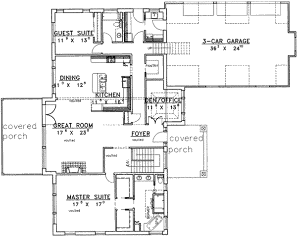House Design - Traditional Floor Plan - Main Floor Plan #117-418
