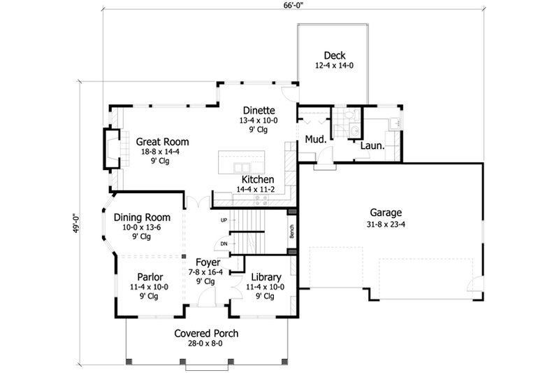 Farmhouse Style House Plan - 4 Beds 2.5 Baths 2637 Sq/Ft Plan #51-459 ...