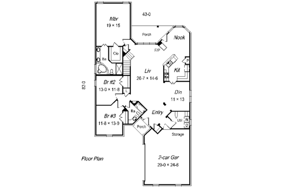 Floor Plan - Main Floor House Plan #329-236 - 3 bed, 2 bath