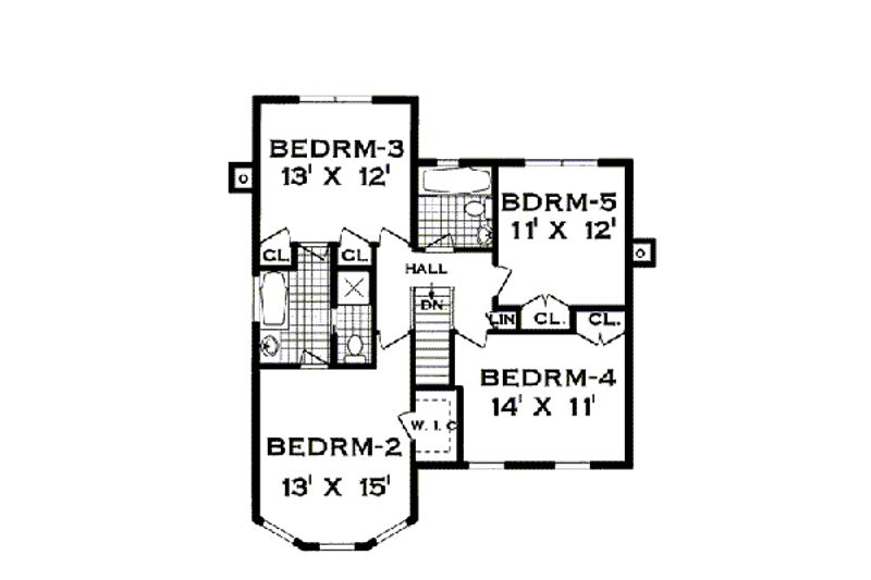 Architectural House Design - Floor Plan - Upper Floor for Traditional House Plan #3-204 - 5 bed, 3.5 bath