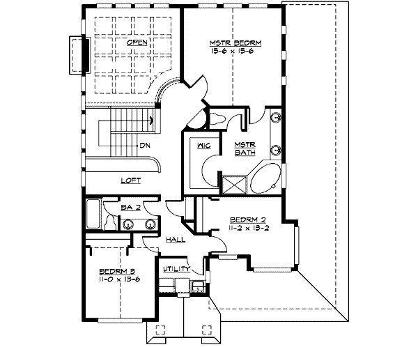 House Blueprint - Traditional Floor Plan - Upper Floor Plan #132-112