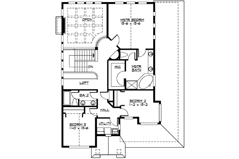 House Blueprint - Floor Plan - Upper Floor for Traditional House Plan #132-112 - 3 bed, 2.5 bath