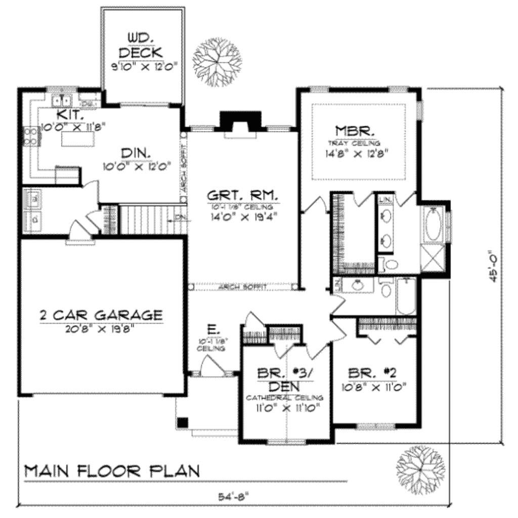Traditional Style House Plan 3 Beds 2 Baths 1600 Sqft Plan 70 155