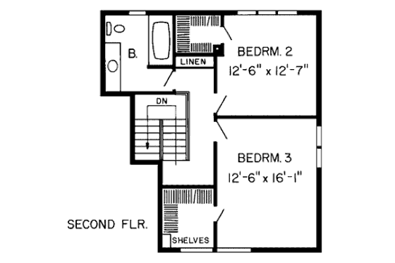 Floor Plan - Upper Floor for Traditional House Plan #312-198 - 3 bed, 2.5 bath