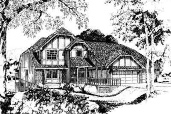 Exterior - Front Elevation for European House Plan #312-116 - 3 bed, 2.5 bath