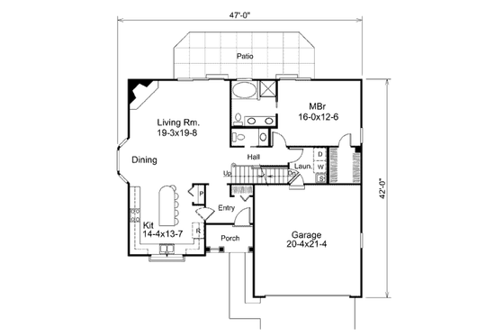 Floor Plan - Main Floor for Traditional House Plan #57-378 - 4 bed, 3.5 bath