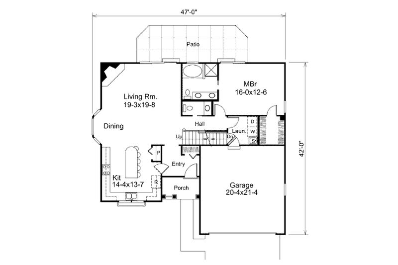 Architectural House Design - Floor Plan - Main Floor for Traditional House Plan #57-378 - 4 bed, 3.5 bath