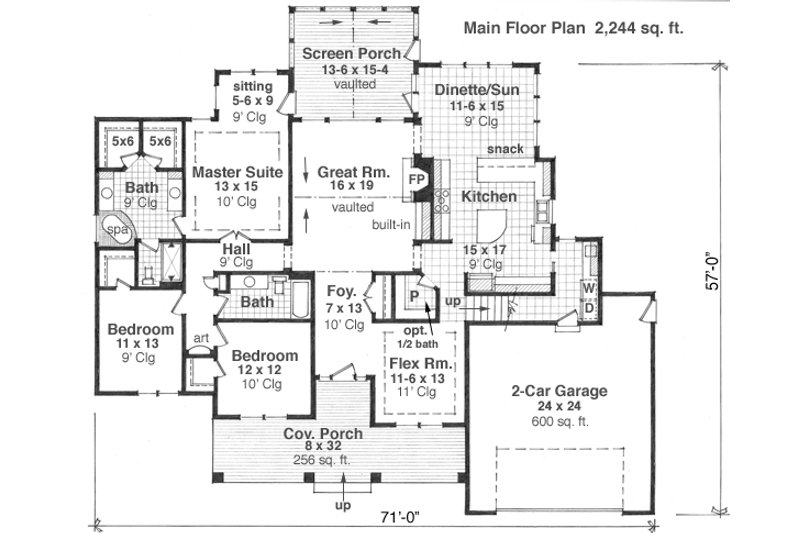 Dream House Plan - Craftsman style house plan, main level floor plan