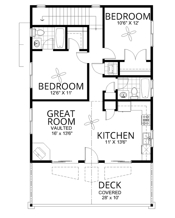 Contemporary Floor Plan - Upper Floor Plan #112-176