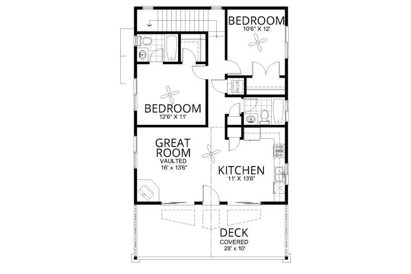Home Plan - Floor Plan - Upper Floor for Contemporary House Plan #112-176 - 2 bed, 3 bath