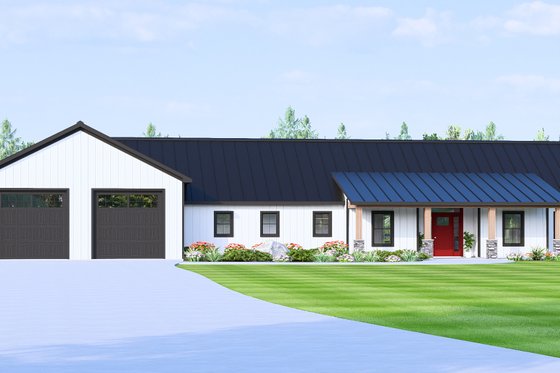 Exterior - Front Elevation 3 for Ranch House Plan #1064-358 - 2 bed, 2.5 bath