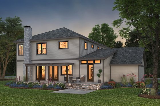 Exterior - Rear Elevation 1 for Traditional House Plan #497-20 - 3 bed, 2.5 bath
