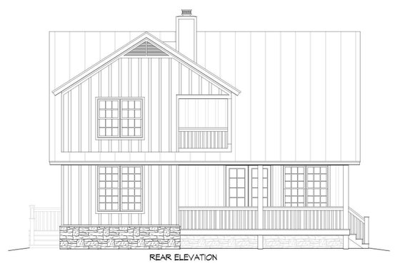 Exterior - Rear Elevation 1 for Country House Plan #932-2 - 3 bed, 2.5 bath
