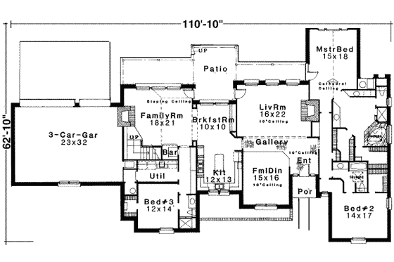 Floor Plan - Main Floor for European House Plan #310-129 - 4 bed, 4 bath