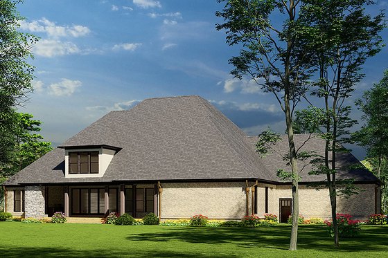 Exterior - Rear Elevation for European House Plan #17-2491 - 3 bed, 3.5 bath