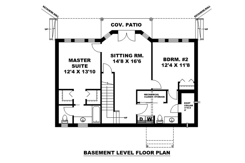 Dream House Plan - Floor Plan - Lower Floor for Craftsman House Plan #117-1020 - 2 bed, 2.5 bath
